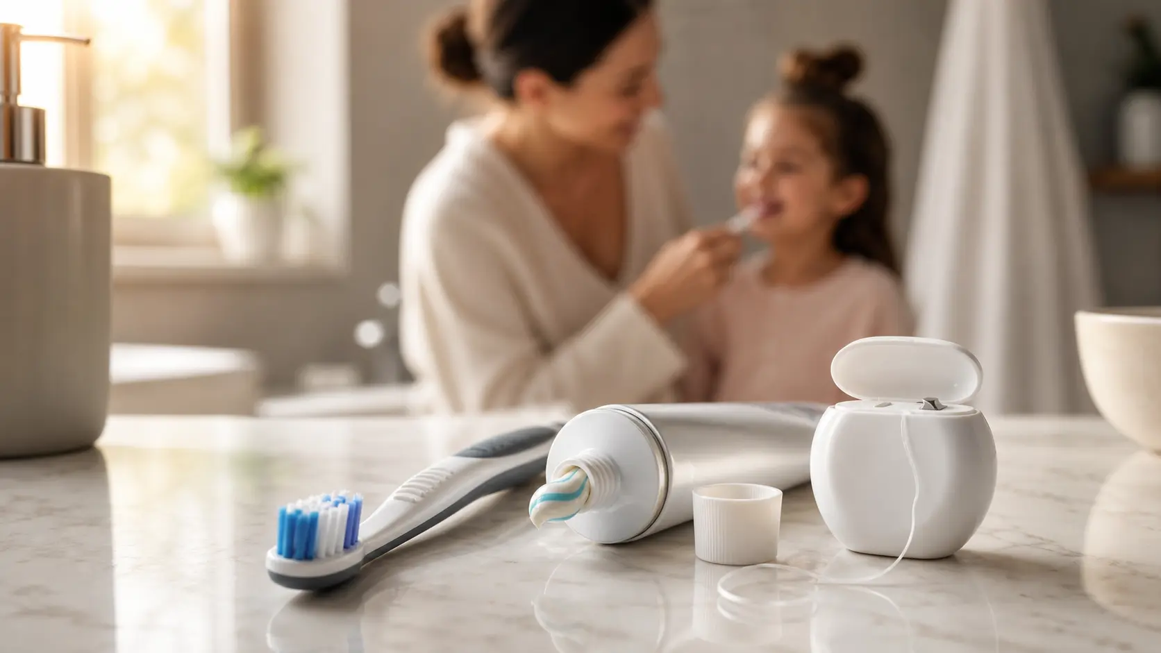 Cranbourne family brushing teeth